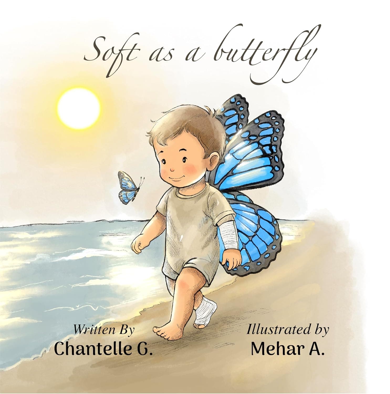 Cover of Soft as a butterfly, a picture book about a boy living with Epidermolysis Bullosa.